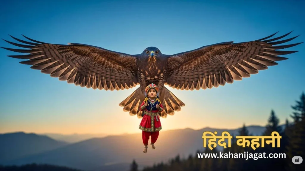 A hawk flying away